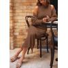 imagePRETTYGARDEN Womens Fall 2 Piece Outfits Knit Long Sleeve Cropped Cardigan Pullover Sweater Maxi Dress Sets Winter ClothingBrown