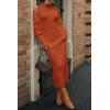 imagePRETTYGARDEN Womens Fall 2 Piece Outfits Knit Long Sleeve Cropped Cardigan Pullover Sweater Maxi Dress Sets Winter ClothingOrange