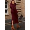 imagePRETTYGARDEN Womens Fall 2 Piece Outfits Knit Long Sleeve Cropped Cardigan Pullover Sweater Maxi Dress Sets Winter ClothingWine Red