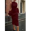 imagePRETTYGARDEN Womens Fall 2 Piece Outfits Knit Long Sleeve Cropped Cardigan Pullover Sweater Maxi Dress Sets Winter ClothingWine Red