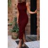 imagePRETTYGARDEN Womens Fall 2 Piece Outfits Knit Long Sleeve Cropped Cardigan Pullover Sweater Maxi Dress Sets Winter ClothingWine Red