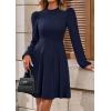 imagePRETTYGARDEN Womens Long Sleeve Mini Dress 2025 Fall Trendy Crewneck Ribbed Knit Soft A Line Flowy Summer Formal DressesNavy Blue