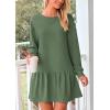 imagePRETTYGARDEN Womens Patchwork Sweatshirt Dress 2025 Fall Casual Long Sleeve Crewneck Pullover Cute Babydoll Mini DressesGreen