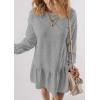 imagePRETTYGARDEN Womens Patchwork Sweatshirt Dress 2025 Fall Casual Long Sleeve Crewneck Pullover Cute Babydoll Mini DressesGrey