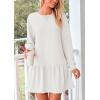 imagePRETTYGARDEN Womens Patchwork Sweatshirt Dress 2025 Fall Casual Long Sleeve Crewneck Pullover Cute Babydoll Mini DressesWhite