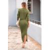 imagePRETTYGARDEN Womens Spring Fall 2 Piece Sweater Set Rib Knit Long Sleeve Crop Top Maxi Bodycon Skirt Casual Winter OutfitsArmy Green