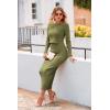 imagePRETTYGARDEN Womens Spring Fall 2 Piece Sweater Set Rib Knit Long Sleeve Crop Top Maxi Bodycon Skirt Casual Winter OutfitsArmy Green