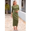 imagePRETTYGARDEN Womens Spring Fall 2 Piece Sweater Set Rib Knit Long Sleeve Crop Top Maxi Bodycon Skirt Casual Winter OutfitsArmy Green