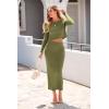 imagePRETTYGARDEN Womens Spring Fall 2 Piece Sweater Set Rib Knit Long Sleeve Crop Top Maxi Bodycon Skirt Casual Winter OutfitsArmy Green