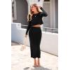 imagePRETTYGARDEN Womens Spring Fall 2 Piece Sweater Set Rib Knit Long Sleeve Crop Top Maxi Bodycon Skirt Casual Winter OutfitsBlack