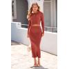 imagePRETTYGARDEN Womens Spring Fall 2 Piece Sweater Set Rib Knit Long Sleeve Crop Top Maxi Bodycon Skirt Casual Winter OutfitsBrick Red