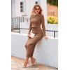 imagePRETTYGARDEN Womens Spring Fall 2 Piece Sweater Set Rib Knit Long Sleeve Crop Top Maxi Bodycon Skirt Casual Winter OutfitsBrown