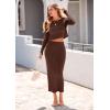 imagePRETTYGARDEN Womens Spring Fall 2 Piece Sweater Set Rib Knit Long Sleeve Crop Top Maxi Bodycon Skirt Casual Winter OutfitsCoffee