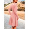 imagePRETTYGARDEN Womens Spring Fall Short Dress Ribbed Knit Crewneck Long Sleeve A Line Flowy Casual Elegant Going Out DressesPink