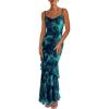 imagePRETTYGARDEN Maxi Dresses for Women 2025 Floral Beach Sundress Spaghetti Strap Tiered Summer Wedding Guest Long DressFloral Lake Blue
