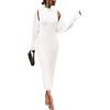 imagePRETTYGARDEN Womens Fall 2 Piece Outfits Knit Long Sleeve Cropped Cardigan Pullover Sweater Maxi Dress Sets Winter ClothingWhite