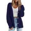 imagePRETTYGARDEN Womens Oversized Cable Knit Cardigan 2025 Fall Fashion Long Sleeve Open Front Chunky Sweaters Winter CoatsNavy Blue