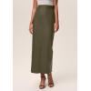 imagePRETTYGARDEN Long Skirts for Women 2025 Fall Fashion Clothing Faux Leather High Waist Dressy Casual Slit Pencil Maxi SkirtArmy Green