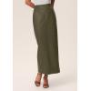 imagePRETTYGARDEN Long Skirts for Women 2025 Fall Fashion Clothing Faux Leather High Waist Dressy Casual Slit Pencil Maxi SkirtArmy Green