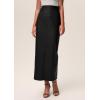 imagePRETTYGARDEN Long Skirts for Women 2025 Fall Fashion Clothing Faux Leather High Waist Dressy Casual Slit Pencil Maxi SkirtBlack