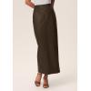 imagePRETTYGARDEN Long Skirts for Women 2025 Fall Fashion Clothing Faux Leather High Waist Dressy Casual Slit Pencil Maxi SkirtCoffee