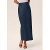 imagePRETTYGARDEN Long Skirts for Women 2025 Fall Fashion Clothing Faux Leather High Waist Dressy Casual Slit Pencil Maxi SkirtNavy Blue