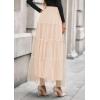 imagePRETTYGARDEN Tulle Skirts for Women 2025 Fall Fashion Elastic High Waisted Tiered Flowy ALine Casual Maxi Long SkirtBeige