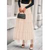 imagePRETTYGARDEN Tulle Skirts for Women 2025 Fall Fashion Elastic High Waisted Tiered Flowy ALine Casual Maxi Long SkirtBeige