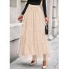 imagePRETTYGARDEN Tulle Skirts for Women 2025 Fall Fashion Elastic High Waisted Tiered Flowy ALine Casual Maxi Long SkirtBeige
