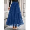 imagePRETTYGARDEN Tulle Skirts for Women 2025 Fall Fashion Elastic High Waisted Tiered Flowy ALine Casual Maxi Long SkirtBlue