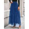 imagePRETTYGARDEN Tulle Skirts for Women 2025 Fall Fashion Elastic High Waisted Tiered Flowy ALine Casual Maxi Long SkirtBlue