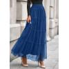 imagePRETTYGARDEN Tulle Skirts for Women 2025 Fall Fashion Elastic High Waisted Tiered Flowy ALine Casual Maxi Long SkirtBlue