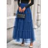 imagePRETTYGARDEN Tulle Skirts for Women 2025 Fall Fashion Elastic High Waisted Tiered Flowy ALine Casual Maxi Long SkirtBlue