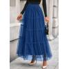 imagePRETTYGARDEN Tulle Skirts for Women 2025 Fall Fashion Elastic High Waisted Tiered Flowy ALine Casual Maxi Long SkirtBlue