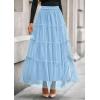 imagePRETTYGARDEN Tulle Skirts for Women 2025 Fall Fashion Elastic High Waisted Tiered Flowy ALine Casual Maxi Long SkirtLight Blue