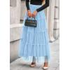 imagePRETTYGARDEN Tulle Skirts for Women 2025 Fall Fashion Elastic High Waisted Tiered Flowy ALine Casual Maxi Long SkirtLight Blue