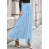 imagePRETTYGARDEN Tulle Skirts for Women 2025 Fall Fashion Elastic High Waisted Tiered Flowy ALine Casual Maxi Long SkirtLight Blue