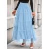 imagePRETTYGARDEN Tulle Skirts for Women 2025 Fall Fashion Elastic High Waisted Tiered Flowy ALine Casual Maxi Long SkirtLight Blue