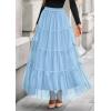imagePRETTYGARDEN Tulle Skirts for Women 2025 Fall Fashion Elastic High Waisted Tiered Flowy ALine Casual Maxi Long SkirtLight Blue