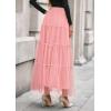 imagePRETTYGARDEN Tulle Skirts for Women 2025 Fall Fashion Elastic High Waisted Tiered Flowy ALine Casual Maxi Long SkirtLight Pink