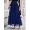 imagePRETTYGARDEN Tulle Skirts for Women 2025 Fall Fashion Elastic High Waisted Tiered Flowy ALine Casual Maxi Long SkirtNavy Blue