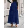 imagePRETTYGARDEN Tulle Skirts for Women 2025 Fall Fashion Elastic High Waisted Tiered Flowy ALine Casual Maxi Long SkirtNavy Blue