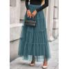 imagePRETTYGARDEN Tulle Skirts for Women 2025 Fall Fashion Elastic High Waisted Tiered Flowy ALine Casual Maxi Long SkirtSage Green