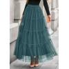 imagePRETTYGARDEN Tulle Skirts for Women 2025 Fall Fashion Elastic High Waisted Tiered Flowy ALine Casual Maxi Long SkirtSage Green