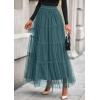 imagePRETTYGARDEN Tulle Skirts for Women 2025 Fall Fashion Elastic High Waisted Tiered Flowy ALine Casual Maxi Long SkirtSage Green
