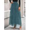 imagePRETTYGARDEN Tulle Skirts for Women 2025 Fall Fashion Elastic High Waisted Tiered Flowy ALine Casual Maxi Long SkirtSage Green