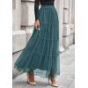 imagePRETTYGARDEN Tulle Skirts for Women 2025 Fall Fashion Elastic High Waisted Tiered Flowy ALine Casual Maxi Long SkirtSage Green