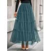 imagePRETTYGARDEN Tulle Skirts for Women 2025 Fall Fashion Elastic High Waisted Tiered Flowy ALine Casual Maxi Long SkirtSage Green