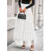 imagePRETTYGARDEN Tulle Skirts for Women 2025 Fall Fashion Elastic High Waisted Tiered Flowy ALine Casual Maxi Long SkirtWhite