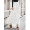 imagePRETTYGARDEN Tulle Skirts for Women 2025 Fall Fashion Elastic High Waisted Tiered Flowy ALine Casual Maxi Long SkirtWhite